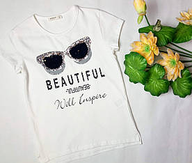 Футболка біла бавовняна на дівчинку