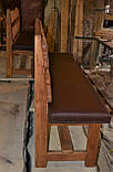Лавка під старовину з декорованою зручною спинкою і м'яким сидінням, фото 5