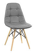 Стілець в скандинавському стилі на букових ніжках Alex екокожа сірий 21