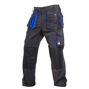 Штани робочі STEELUZ, темно-сірі/волошка, тк.canvas (65%п/е+35%х/б)