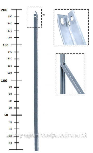 Столб опорный для забора длиной 2м для У-образных столбов Казачка® - фото 3 - id-p1149657265