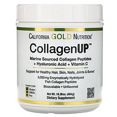 California Gold Nutrition CollagenUP Преміум Морський Колаген, Гіалуронова кислота, Вітамін C (464 гр.)