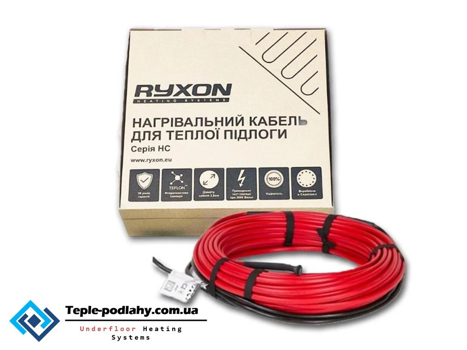 Двожильний нагрівальний кабель з одним кінцем підключення RYXON HC-20 (1.5 м.кв) + Подарунок