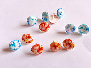 Сережки пластикові, пумери "Круглі" 6 пар