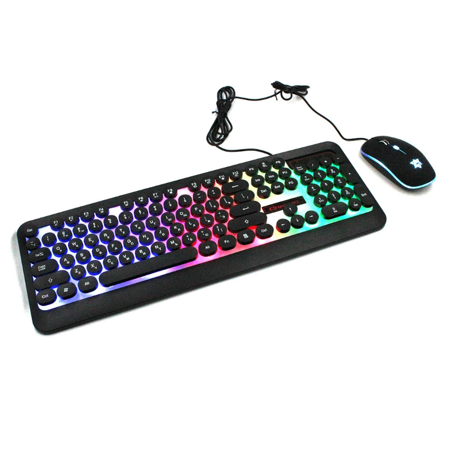 Комплект провідної ігрова клавіатура і миша RIAS HK3970 LED Black (2_009298)
