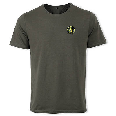 STONE ISLAND Футболка чоловіча хакі  з патчем