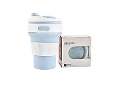 Складана силіконова термочашка з кришкою Collapsible 350 мл.