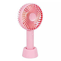 Вентилятор ручної акумуляторний Portable fan Pink з підставкою і USB-зарядкою