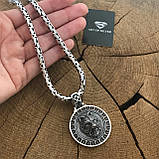 Срібний ланцюжок Лисий Хвост із двосторонньою підвіскою, обіром Вовк і Дерево життя, фото 3