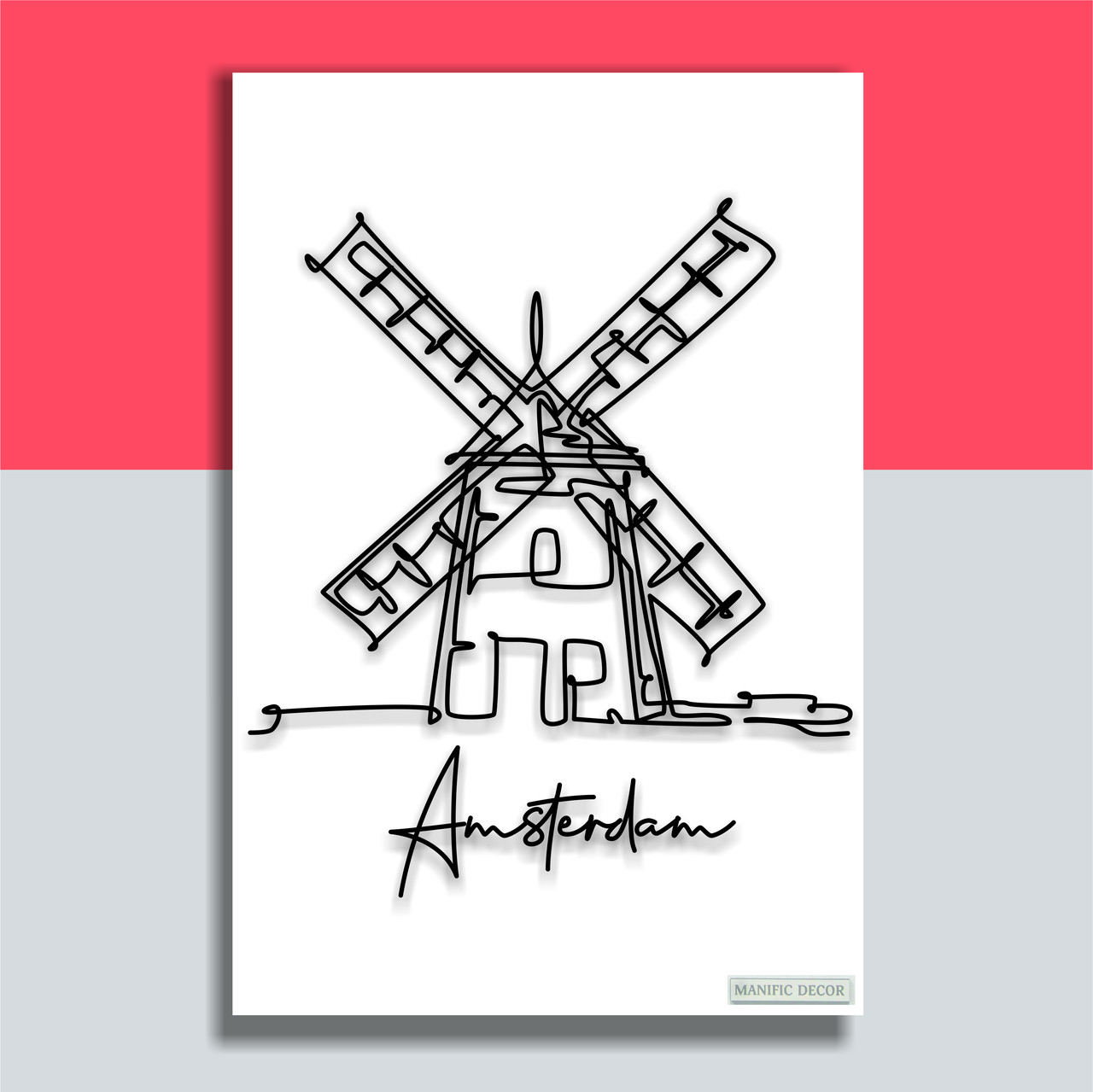 Картина на холсті інтер'єрна абстрактна настінна арт панно Manific Decor "Amsterdam / Амстердам"