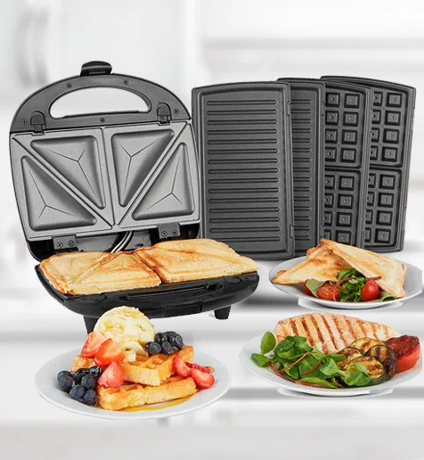 Багатофункціональна вафельниця 3в1 – гриль, бутербродниця, тостерDSP KC-1049