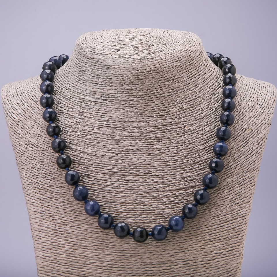 Намисто з натурального каменю "Апатит" імітація гранована кулька d-10мм L-48см, фото 1