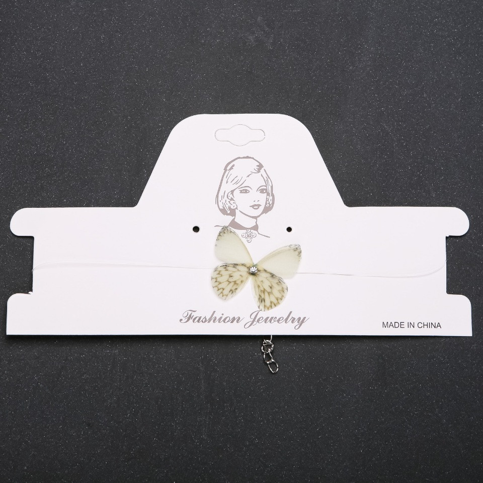 Чокер на невидимій волосіні Метелик ( органза ) світло-зелена d-33х27мм L-32-38см, фото 1