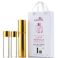 Женский мини парфюм Lacoste Eau De L.12.12 Pour Elle Sparkling, набор 3х15 мл