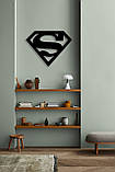 Декоративна дерев'яна картина абстрактна модульна полігональна Панно "Superman / Супермен", фото 2