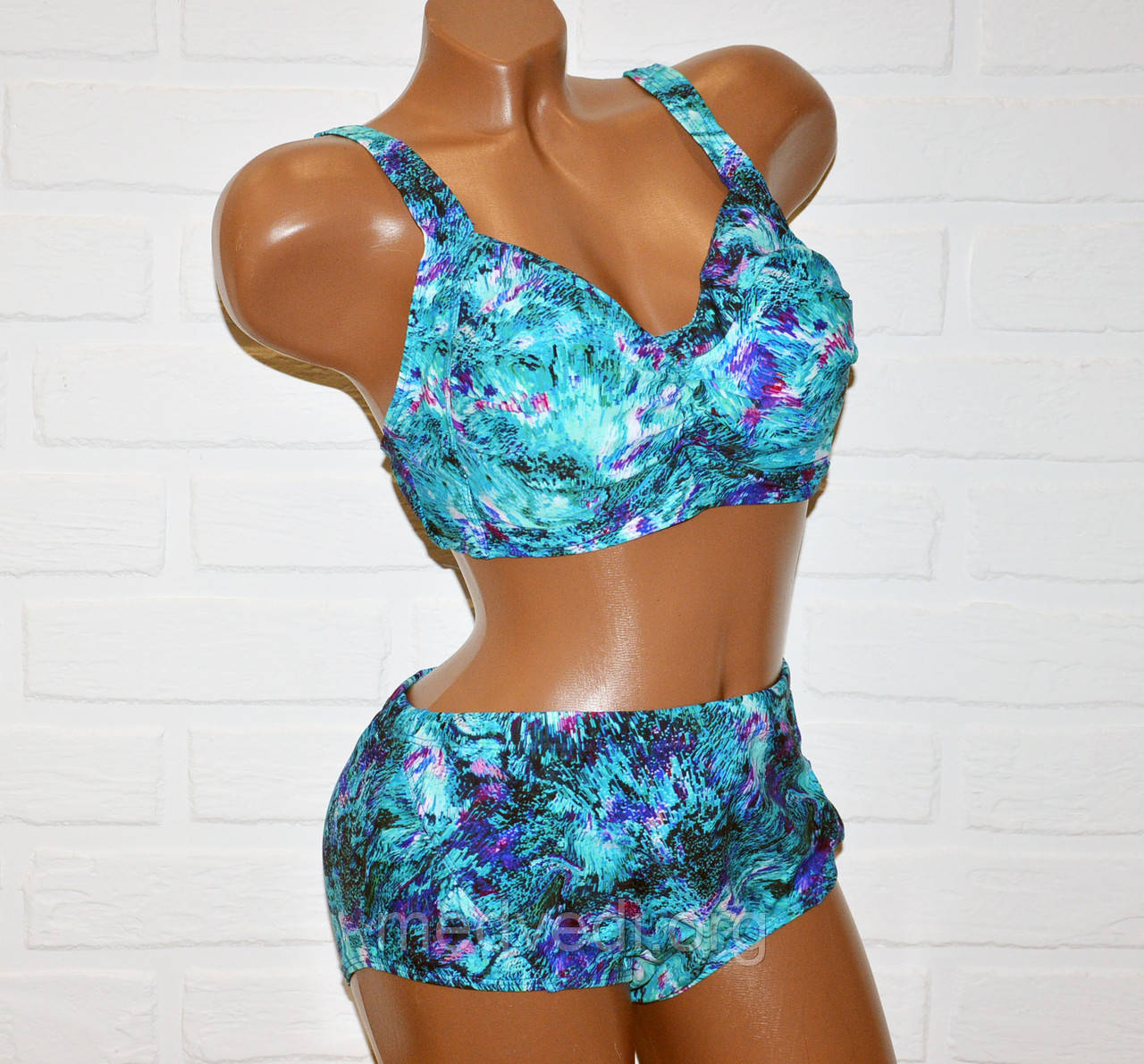 Стильний жіночий роздільний купальник морська хвиля, розмір 56 (5XL)