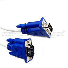 Кабель VGA з 1 феритом, 1080 p Full HD (3+4), 1.5 м, білий