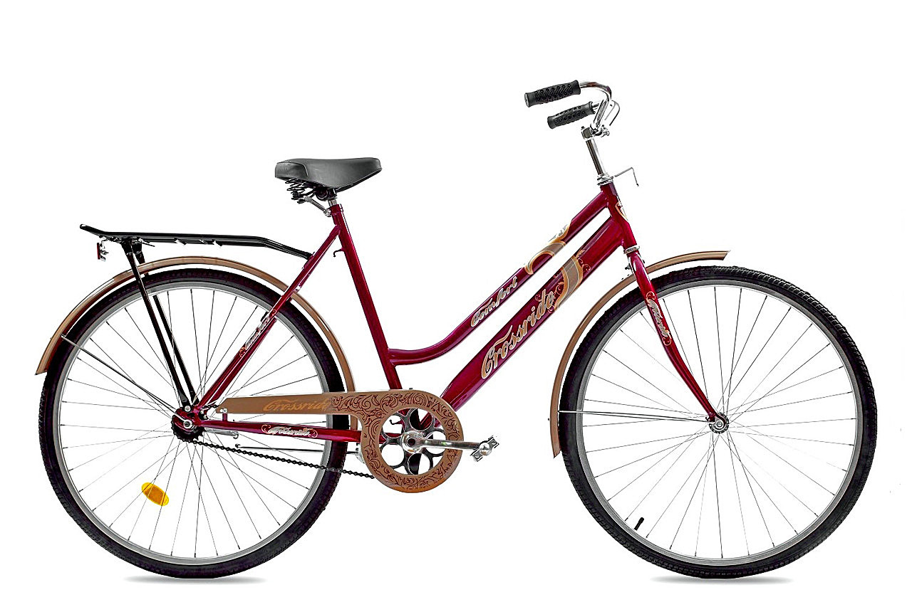 Міський велосипед Crossride COMFORT D R28" 18" жіночий з багажником (Бордовий)