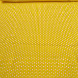 Сатин корейська білі точки на жовтому, ширина 160 см, фото 2