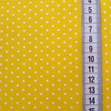Сатин корейська білі точки на жовтому, ширина 160 см, фото 3