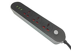 Мережевий фільтр Universal Outlet USB 1,8 м 220 В Універсальна розетка Чорний