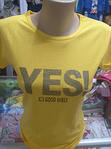 Жіноча літня бавовняна футболка жовта Да 46 48