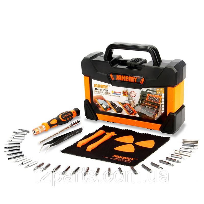 Набір інструментів для ремонту електроніки багатофункціональний JM-8152, 43 предмети в кейсі-валіза.