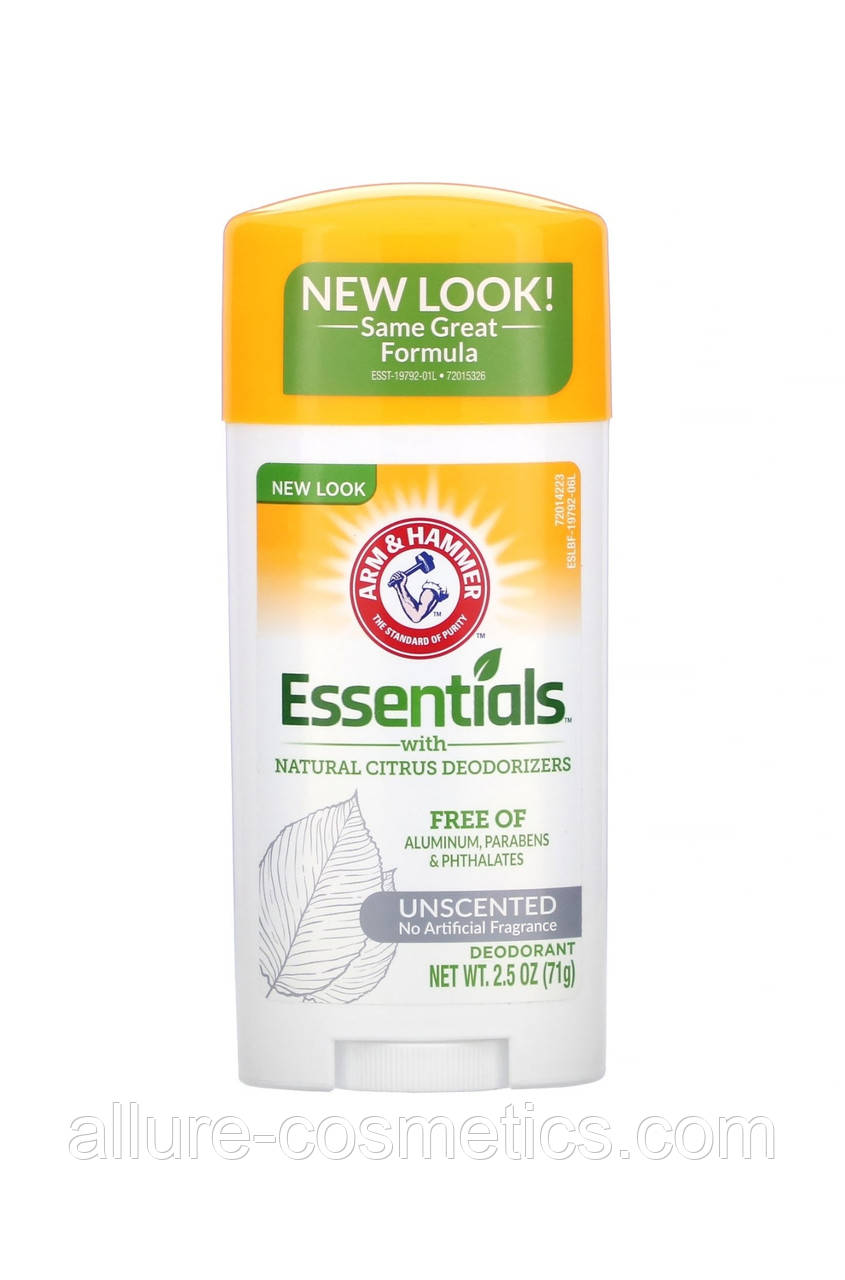 Прозорий дезодорант без металів Arm & Hammer Essentials Deodorant with Natural Deodorizers Unscented 71гр