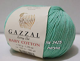 Нитки пряжа для в'язання бавовна / акрил BABY COTTON GAZZAL Бебі котон Газзал № 3425 - лагуна