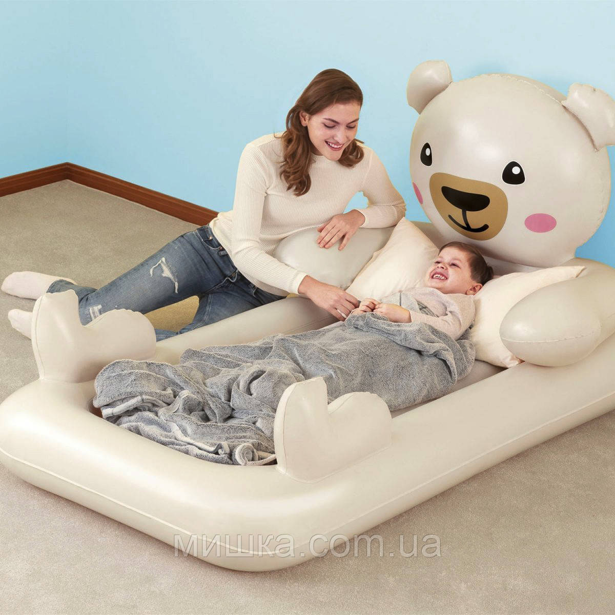 Дитяче односпальне надувне ліжко 188*109*89 см Bestway 67712 "Ведмедик Teddy"
