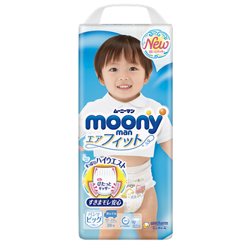 Moony підгузники – трусики Air Fit Big (12-22) кг, 38 шт. для хлопчика