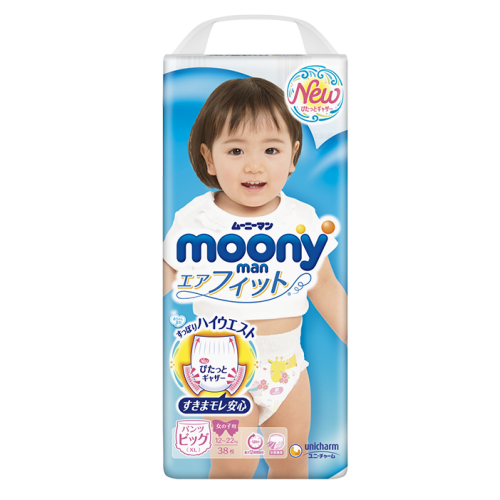 Moony подгузники трусики Air Fit Big (12-22) кг, 38 шт. для девочки (mp020) - фото 1 - id-p183192673