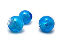 Намистина LW, блакитна з фольгованими частинками, 10 мм
