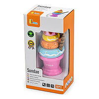 Игровой набор Viga Toys Пирамидка-мороженое, розовый (51321)