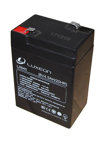 LUXEON LX645 — 6 В — 4,5 А/год кислотний акумулятор для ліхтаря, ваг, дитячої машинки, фото 3