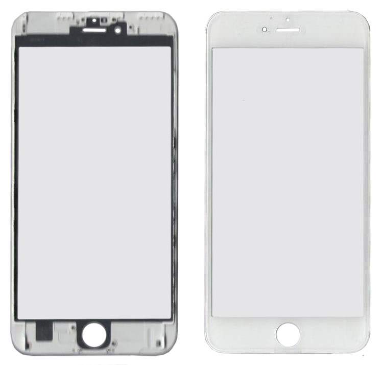 Корпусне скло дисплея iPhone 6S Plus з рамкою та OCA плівкою Біле