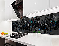 Наклейка на кухонный фартук 60 х 250 см, фотопечать с защитной ламинацией кубы с черным фоном (БП-s_ab11083-1)