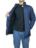 Мужская куртка зимняя прямая длинная,на синтепонес капюшоном,синяя