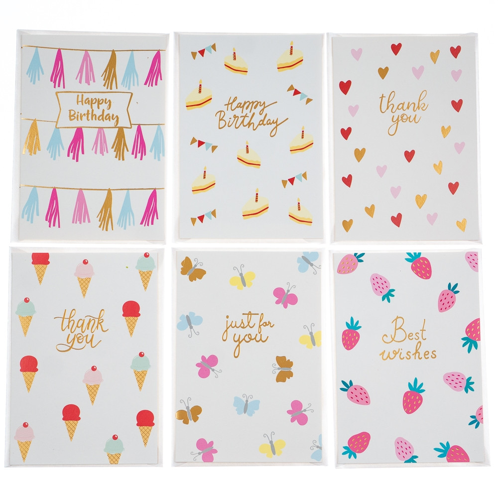 Комплект вітальних листівок з днем народження "Birthday cards" 13х9 см (12 шт)