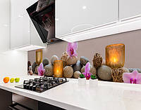 Наклейка на кухонний фартух 60 х 250 см, з фотодруком та захисною ламінацією квіти, свічки (БП-s_fl11714-1)