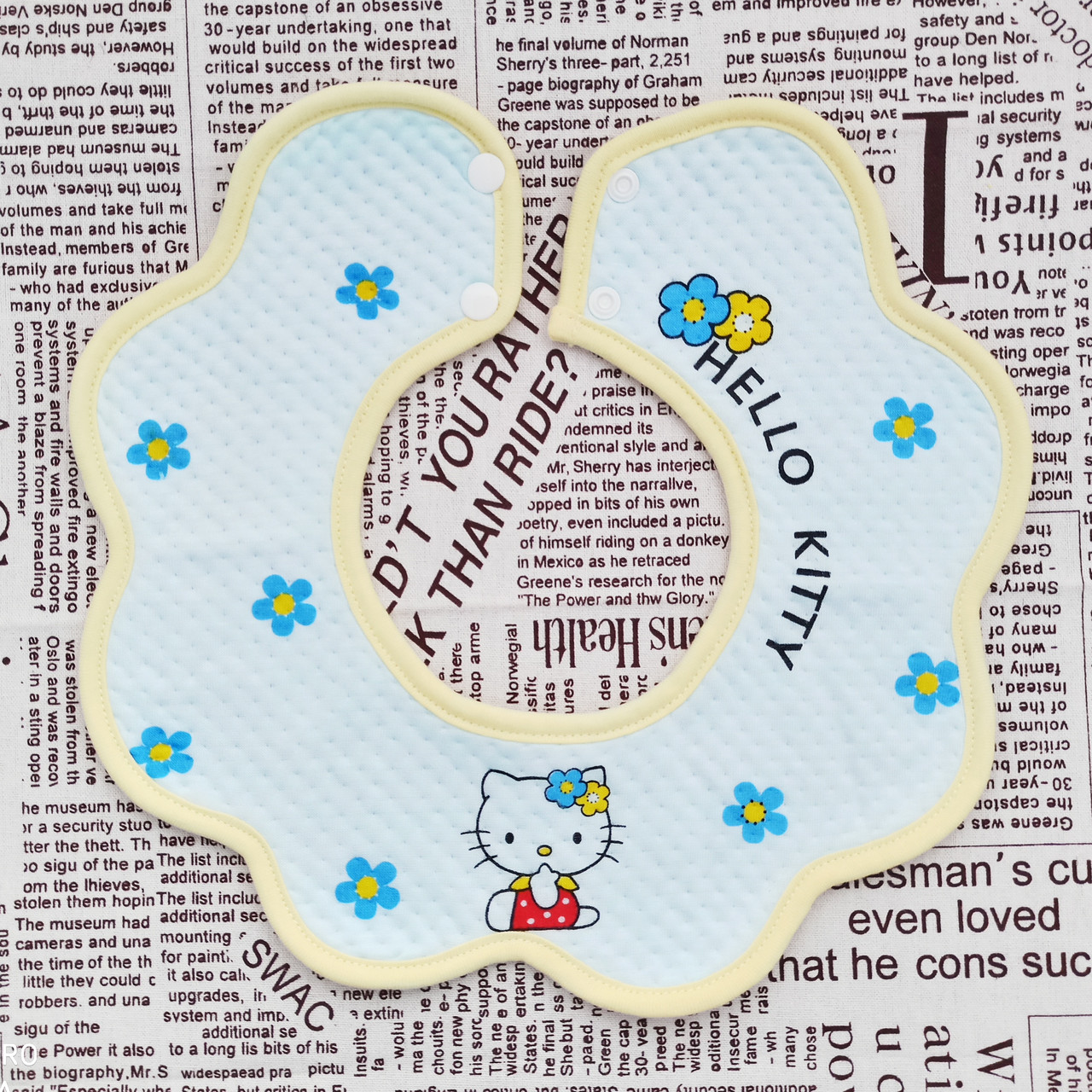 Мусліновий слинявчик - комірець Hello Kitty Блакитний