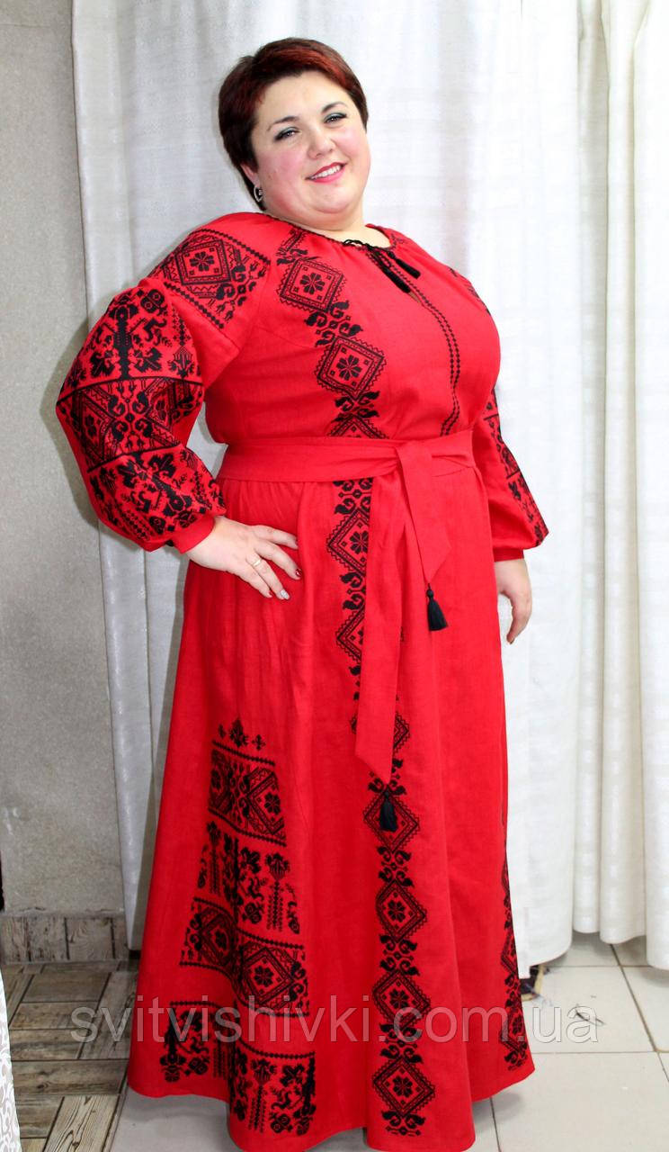 Пишна жіноча сукня червоного кольору "Лелека"