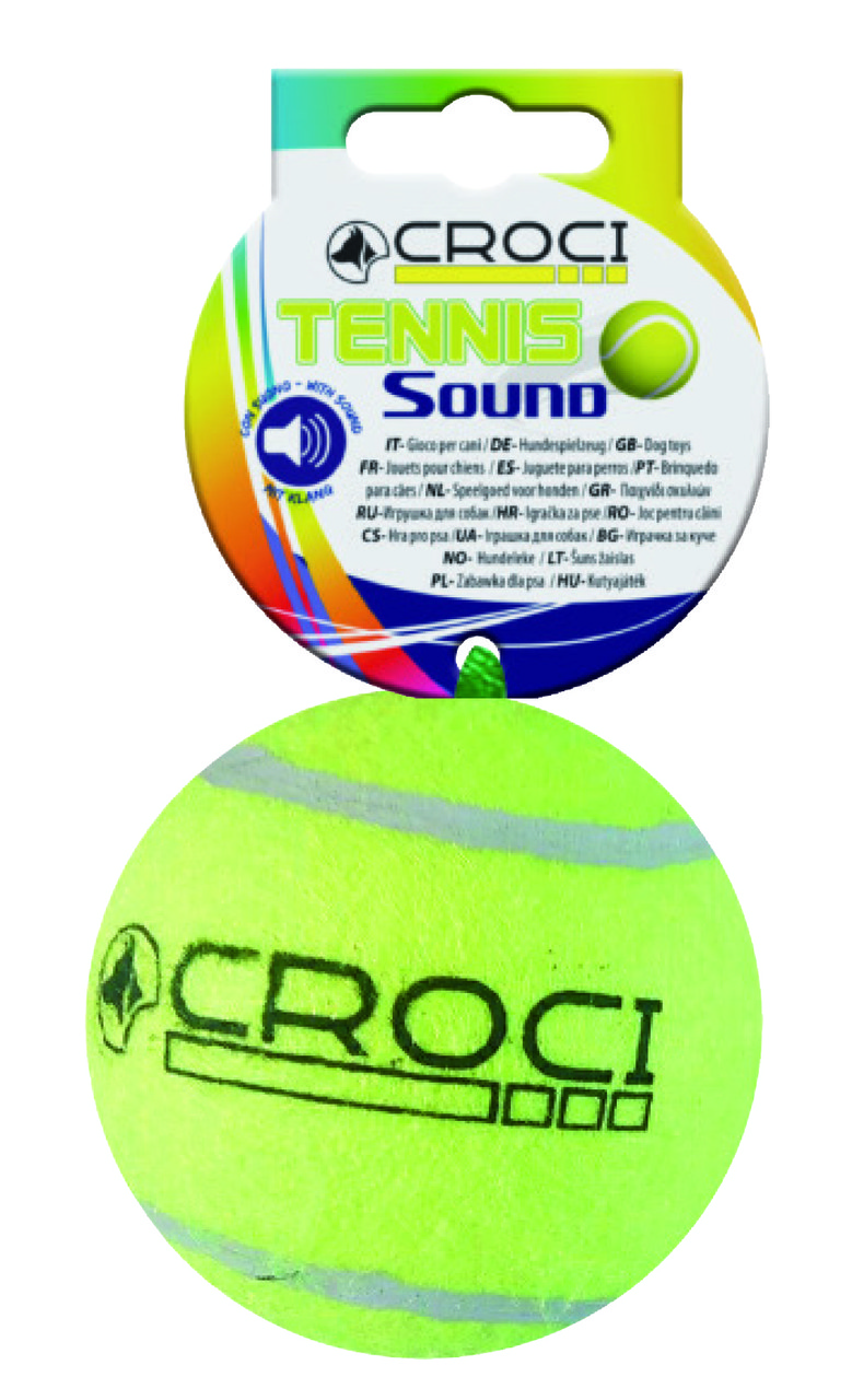 Іграшка для собак м'яч тенісний з пищалкою 10 см Croci, фото 1