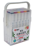 Набор двухсторонних фломастеров/скетч маркеров 18 шт/цветов, AIHAO PM508-18 Sketch marker