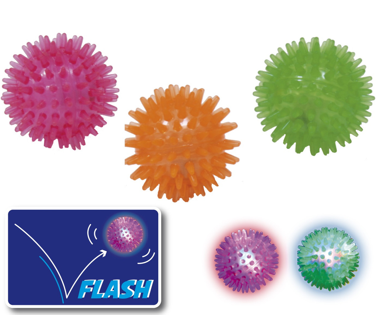 Іграшка для собак шипований м'яч, що світиться 5 см Croci, фото 1