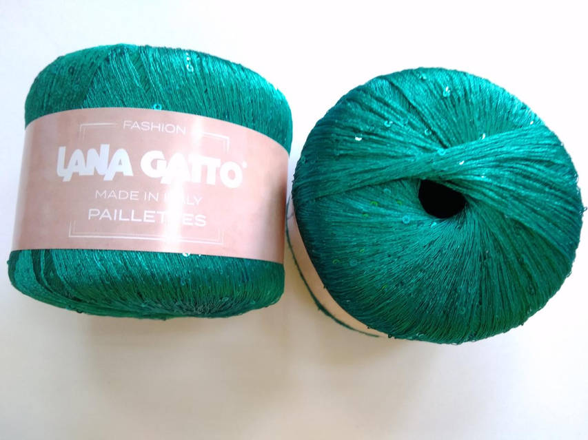 Купити Пряжа для в'язання Lana Gatto Паєтки зелений 8937, 1 моток