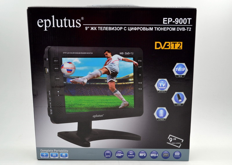 Портативный мини-телевизор Eplutus EP-900T Цифровой телевизор с приставкой Т2 (9 дюймов) - фото 2 - id-p1202725824