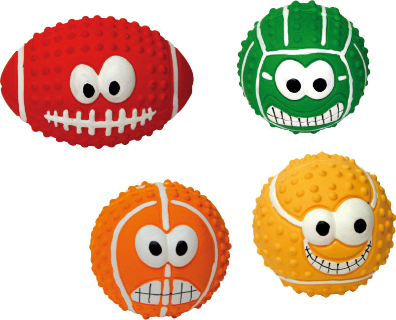 Іграшка для собак м'яч-смайлик з пищалкою 7,5 см Croci в асортименті, фото 1