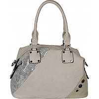 Женская стильная сумка , материал экокожа и искусственный замш, две ручки, одно отделение (8613-3) бежевый