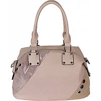 Женская стильная сумка , материал экокожа и искусственный замш, две ручки, одно отделение (8613-3) розовый
